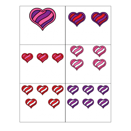 File Folder Number to Quantity 1-10 (Hearts)
